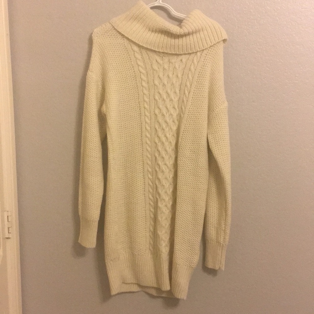 NWT Women’s Cream-Colored Cowl-neck Sweater Dress